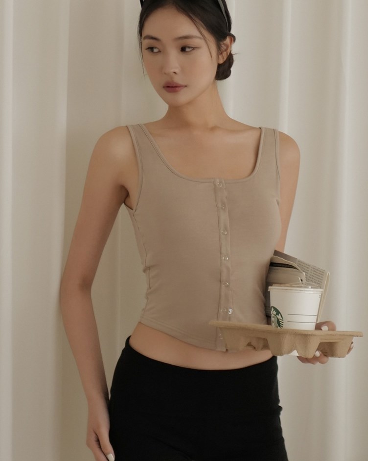 親膚壓釦弧擺BRA TOP背心