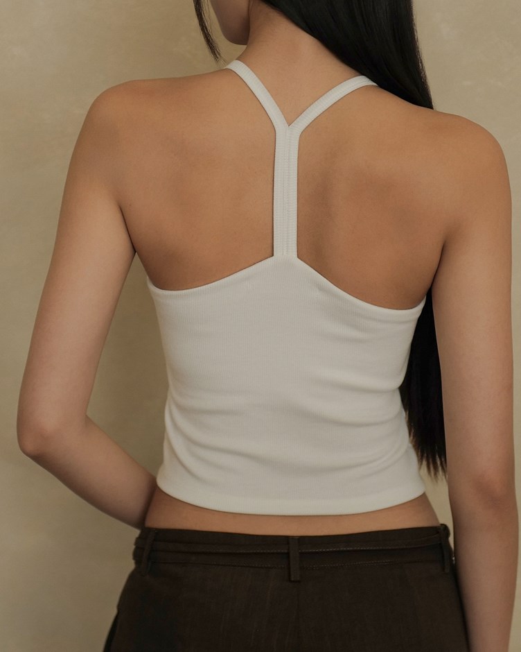 修身掛脖Y字羅紋BRA TOP