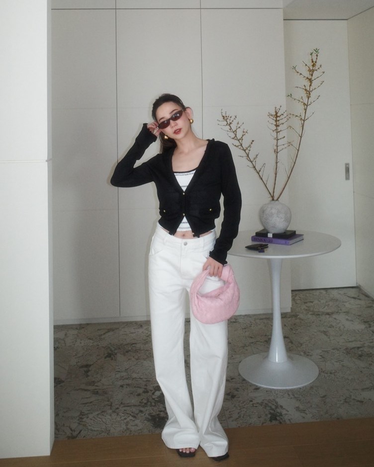 仿亞麻針織荷葉外套