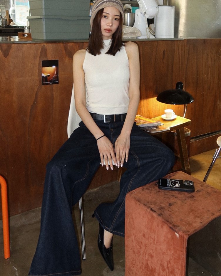 天絲羊毛小高領背心