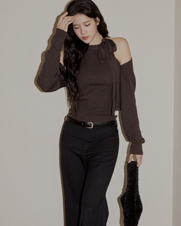 兩件式繞頸針織上衣