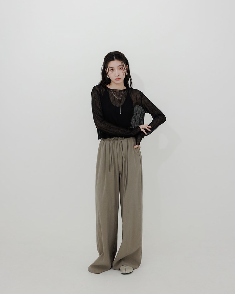 率性抽摺刷刷寬褲