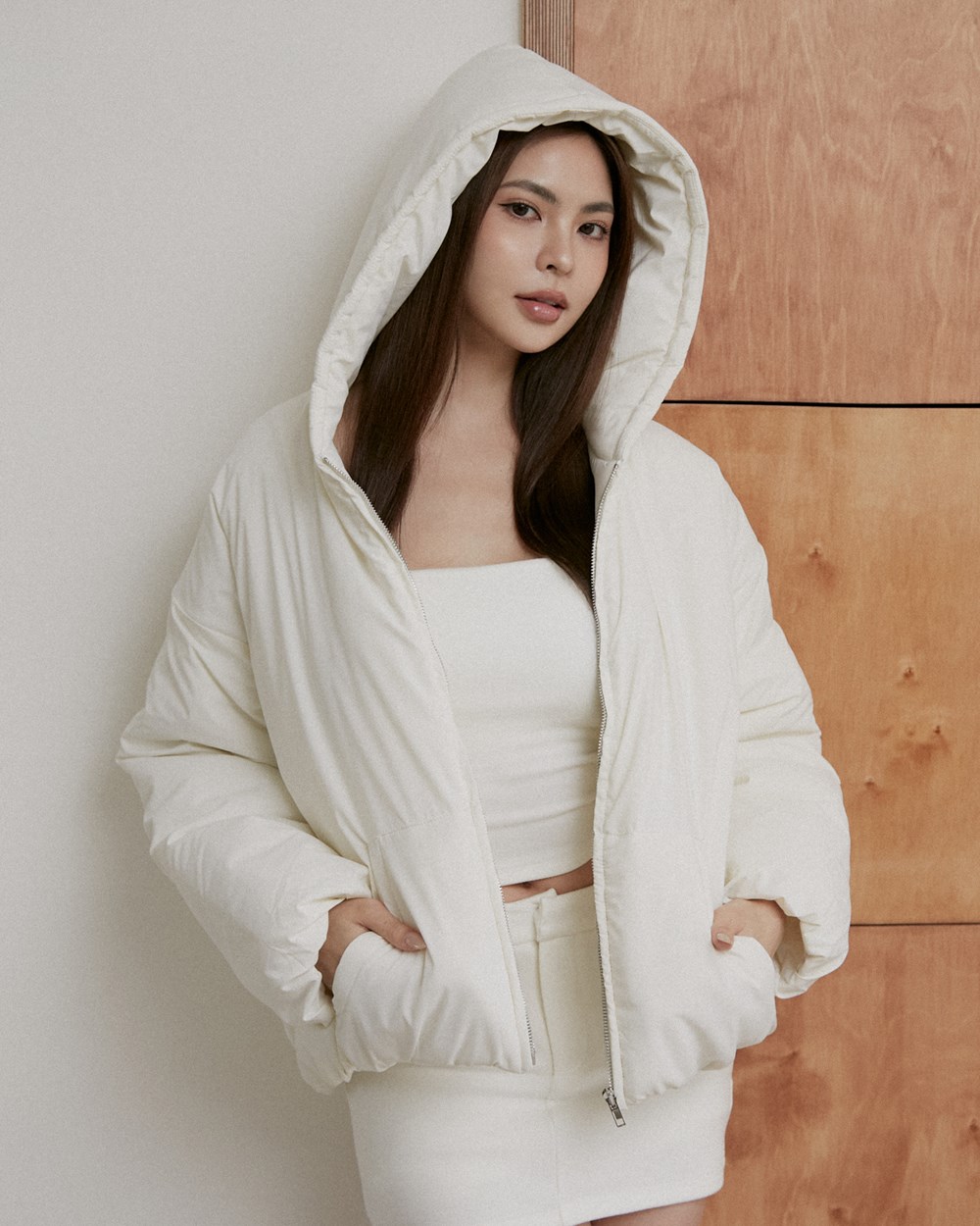 輕盈澎澎連帽羽絨棉外套