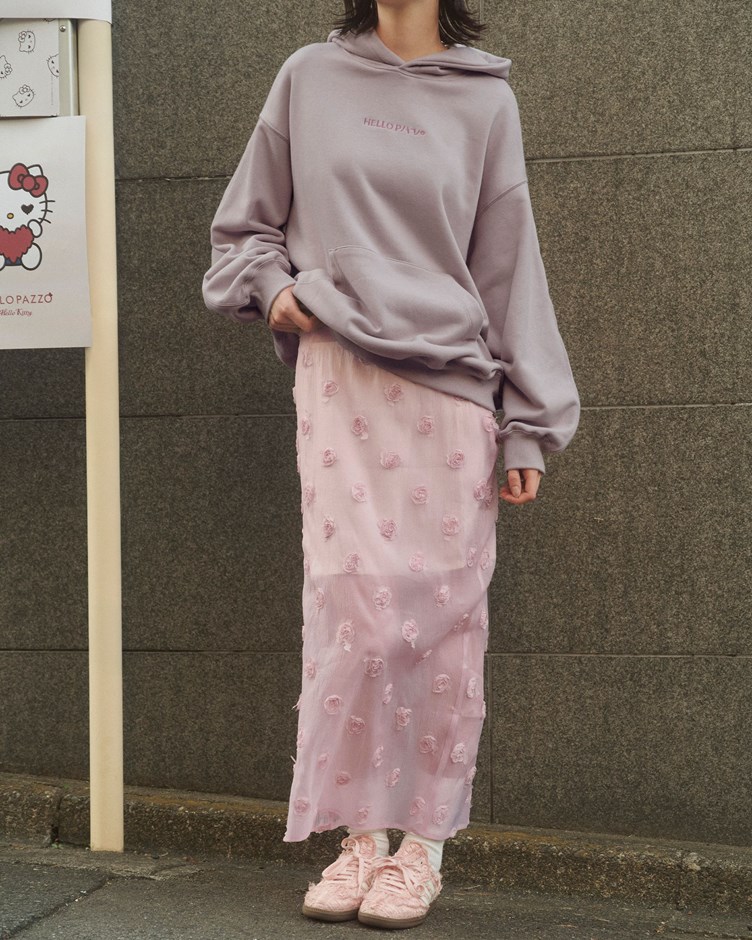 透肌感立體玫瑰外搭長裙(裙子+襯裙)