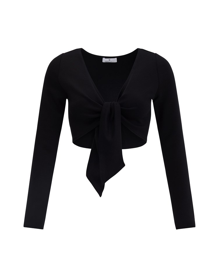tie-front elasticity cardigan