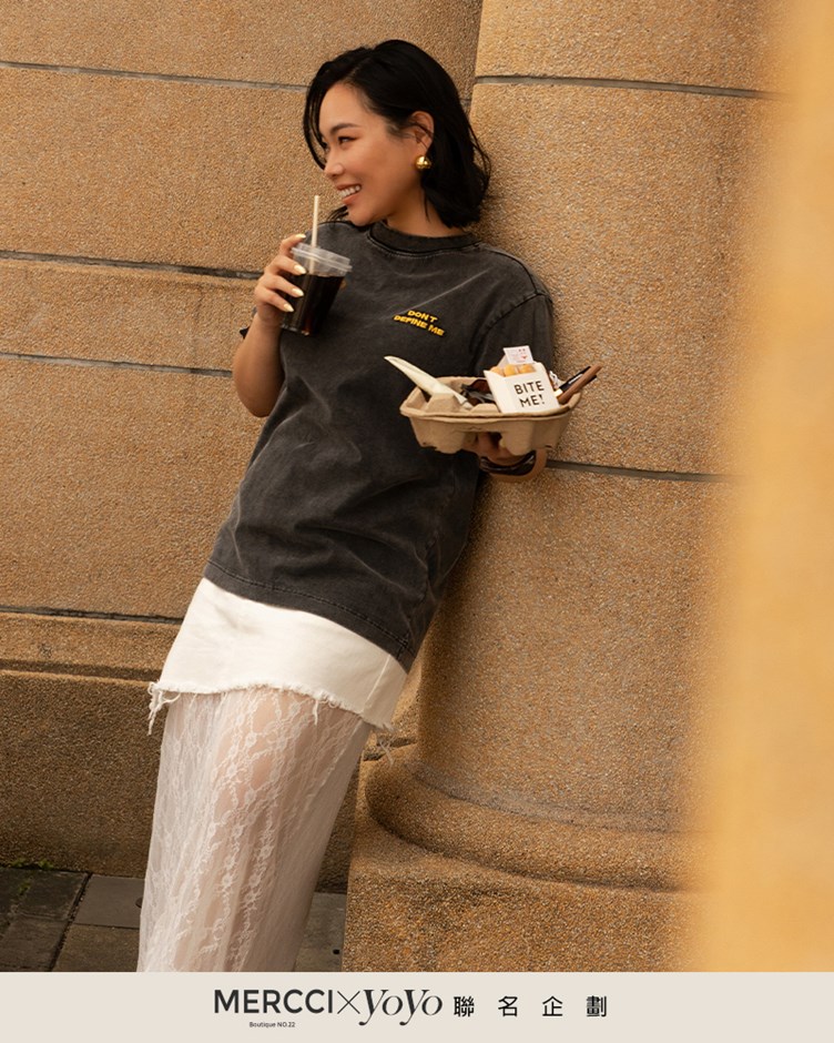 牛仔拼接蕾絲長裙(yoyo聯名款)