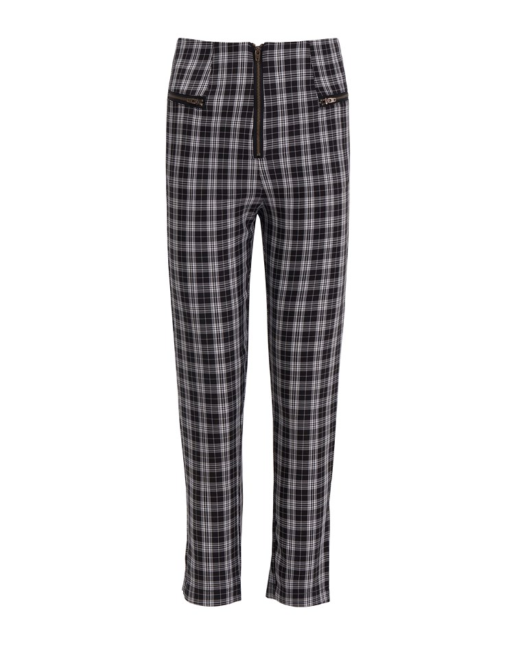 tartan-print tapered trousers