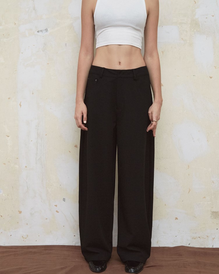 顯瘦繭型抗皺休閒長褲