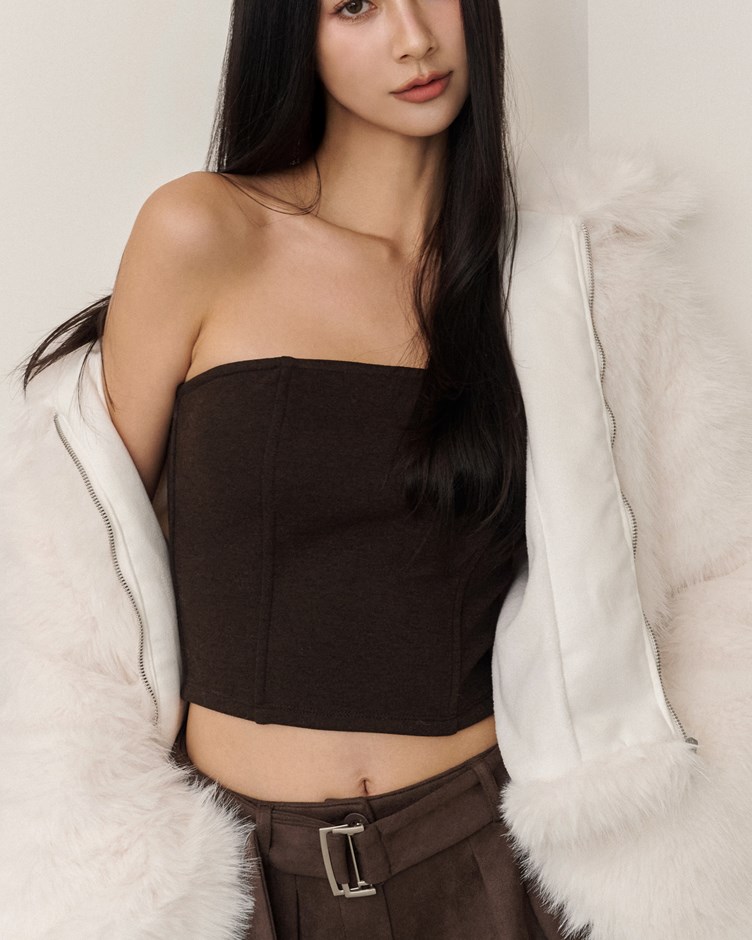 立體魚骨平口上衣