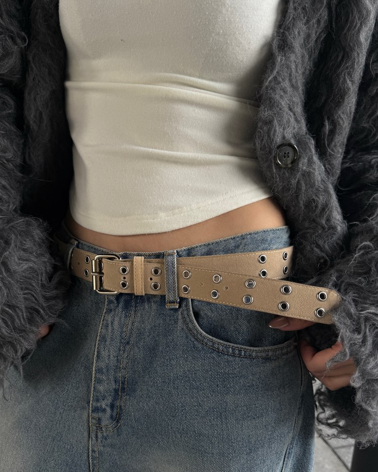 雙排孔造型粗皮帶