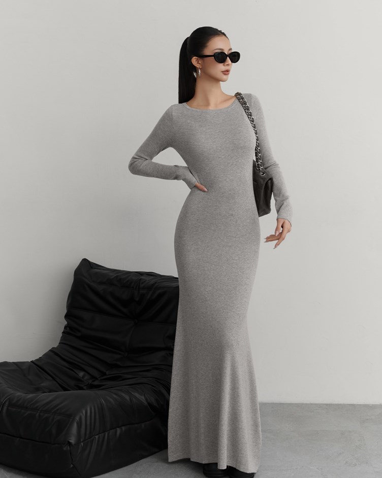 羊毛針織船型領長洋