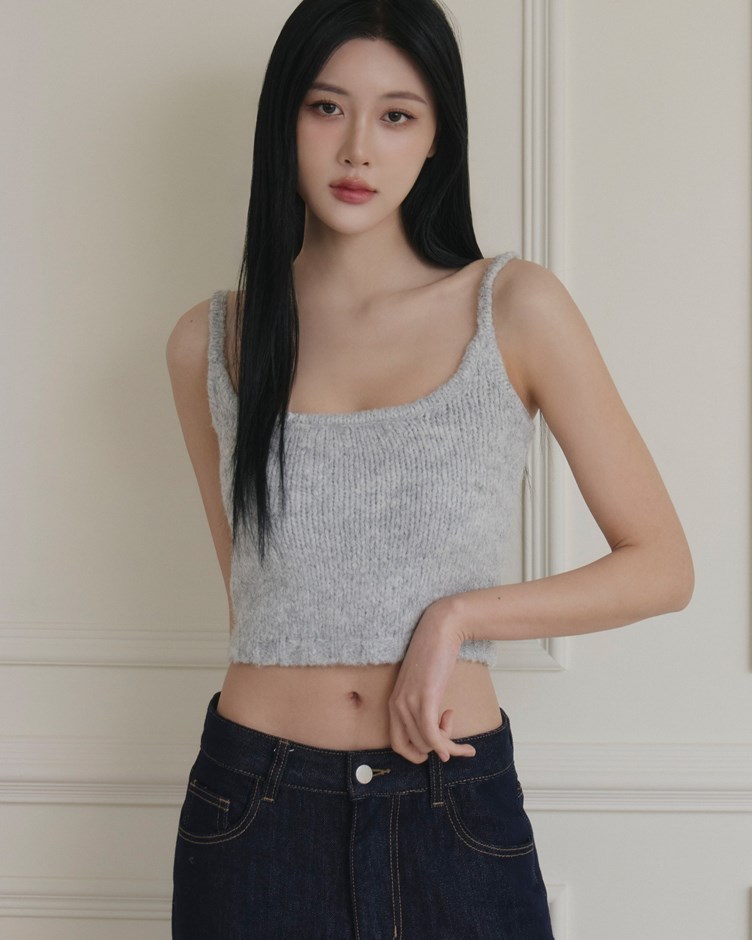 慵懶毛茸針織背心