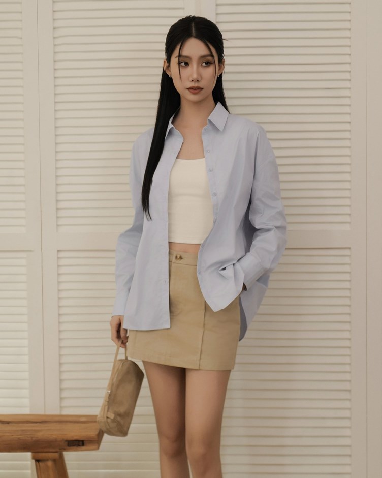 後壓摺寬鬆襯衫