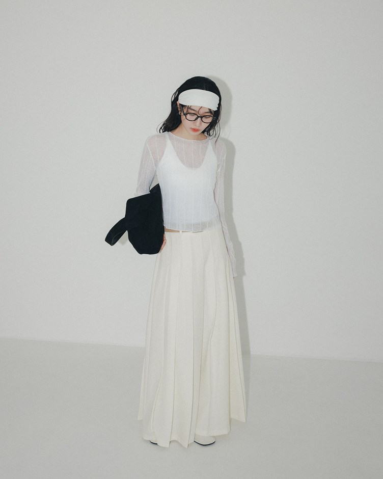 俐落感壓摺西裝長裙