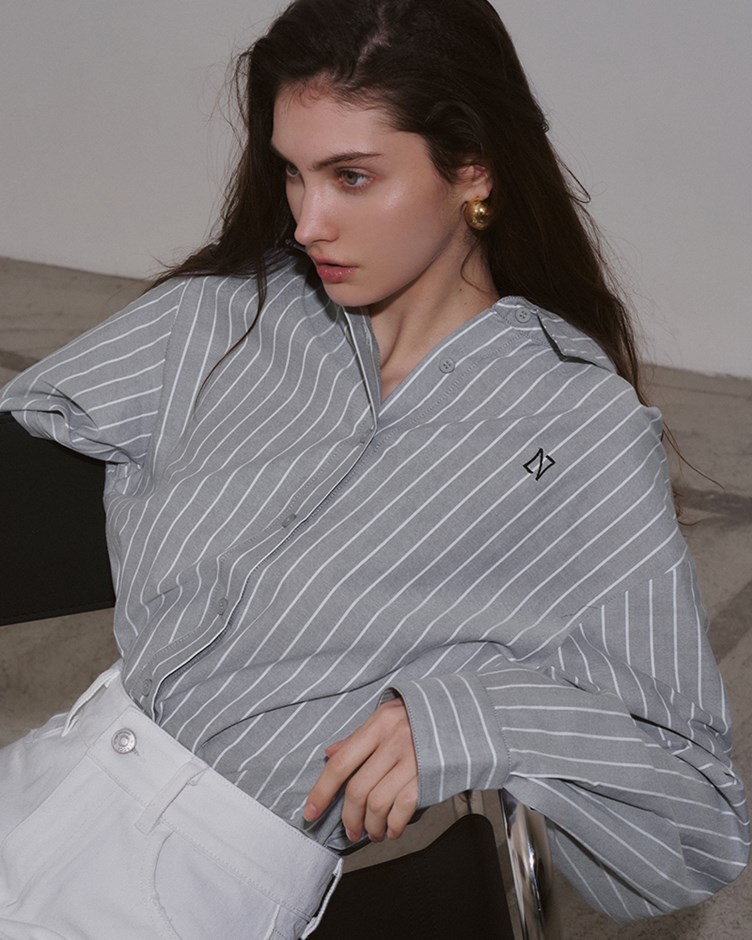 水洗感棉質條紋襯衫(ME.)