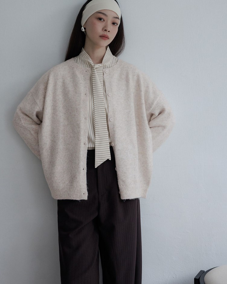 毛毛寬鬆針織排釦外套