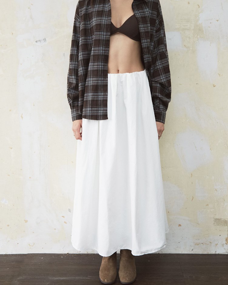 腰鬆緊抽縐澎澎長裙