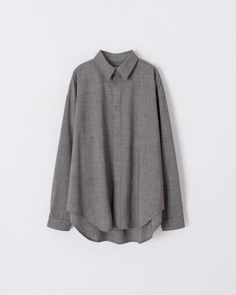 高密織仿羊毛寬版襯衫