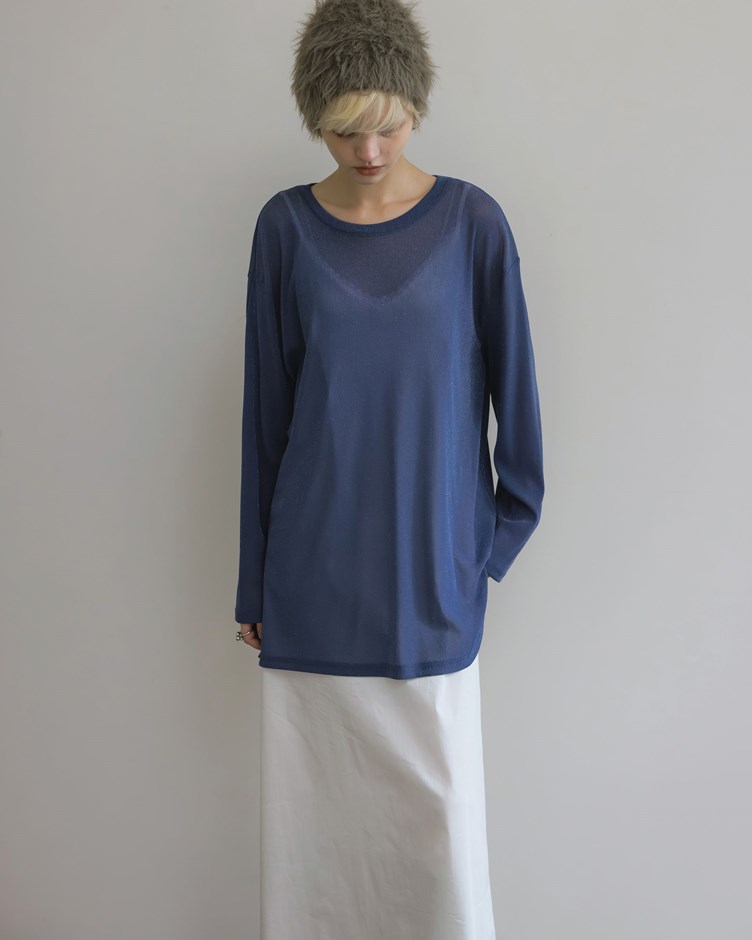 細閃亮亮透肌網紗長袖上衣