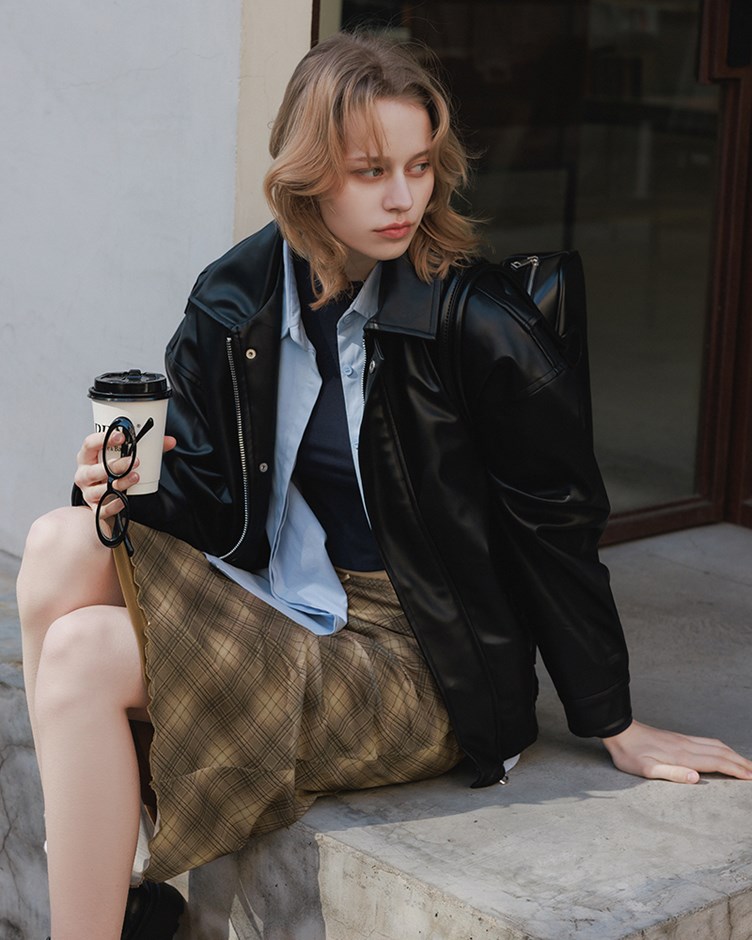 菱格紋彈力直筒裙(22)