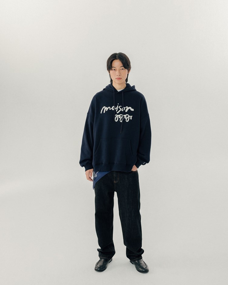 品牌LOGO貼布繡連帽大學TEE(unisex)