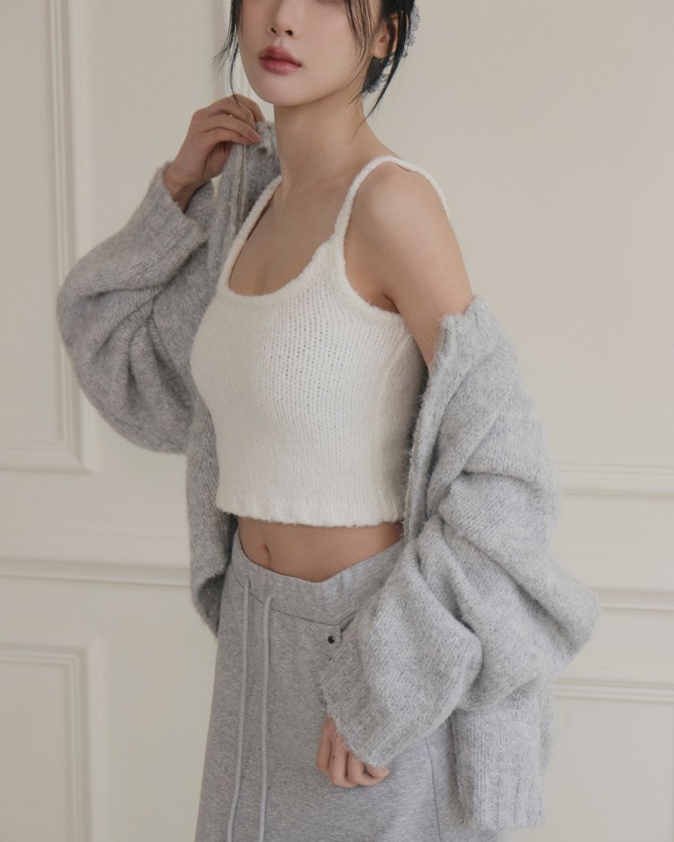 慵懶毛茸針織背心
