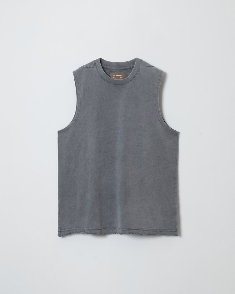 仿舊剪接寬肩背心