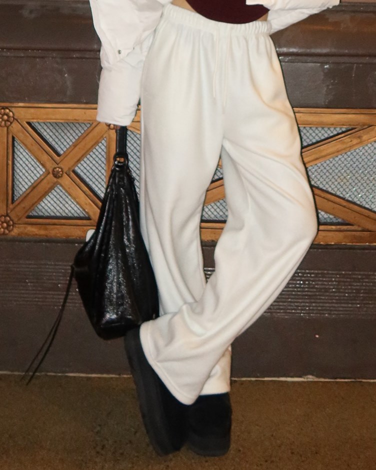 直筒鬆緊休閒棉褲