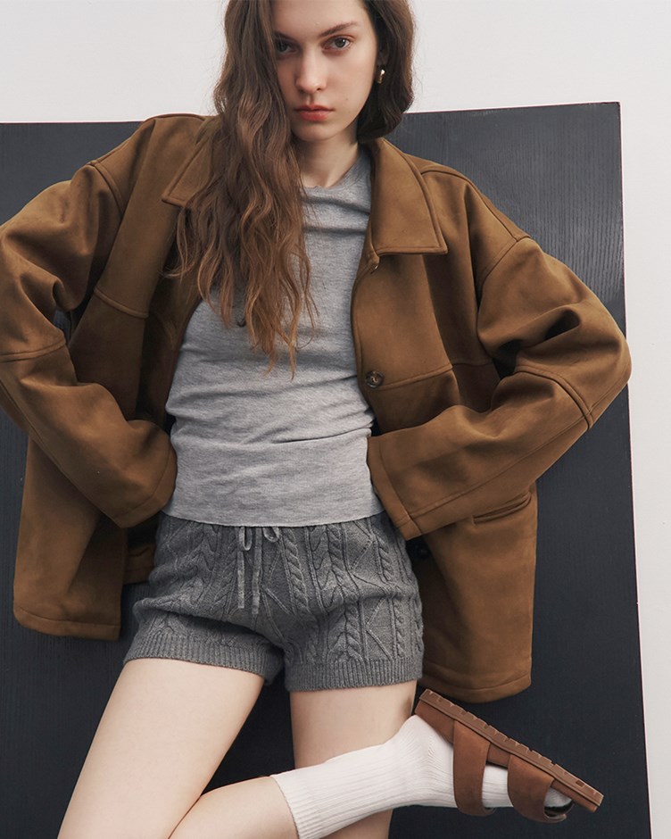 質感麂皮排釦外套(ME.)