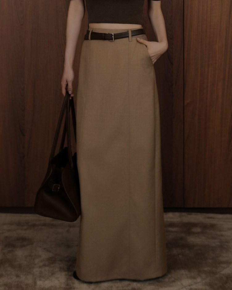 壓線開岔西裝長裙