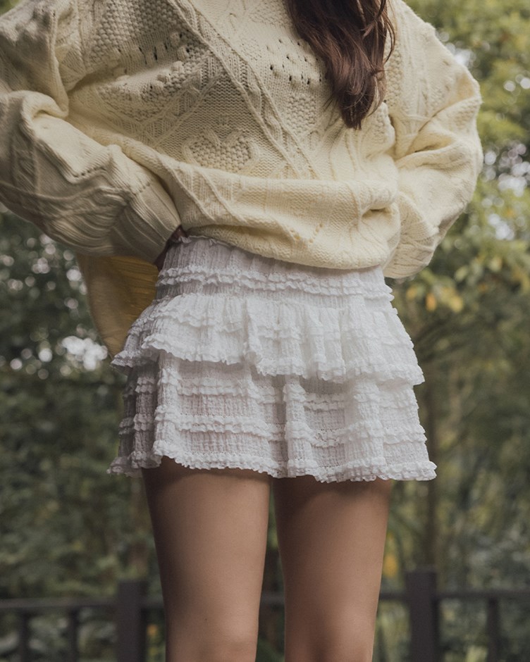 特殊紋路層次A字短裙(22)