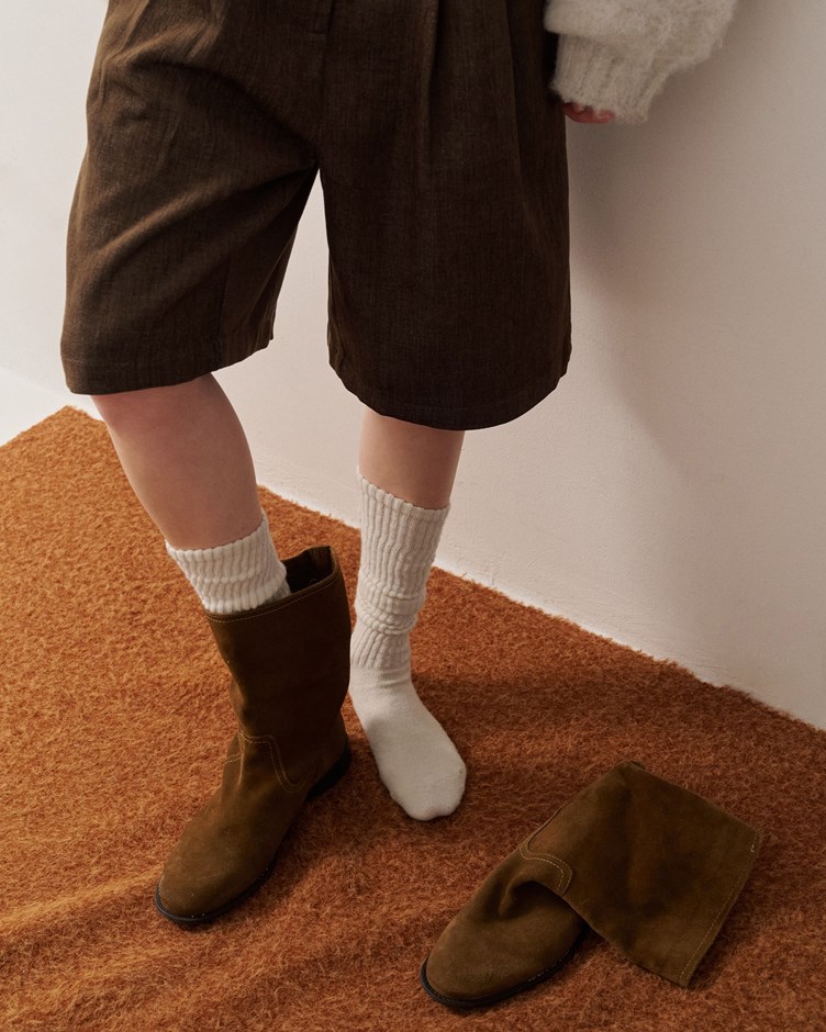 舒彈羊絨坑紋堆堆襪