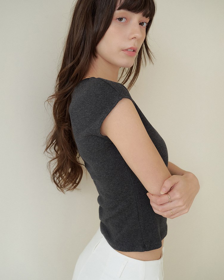 日常連袖羅紋短袖上衣