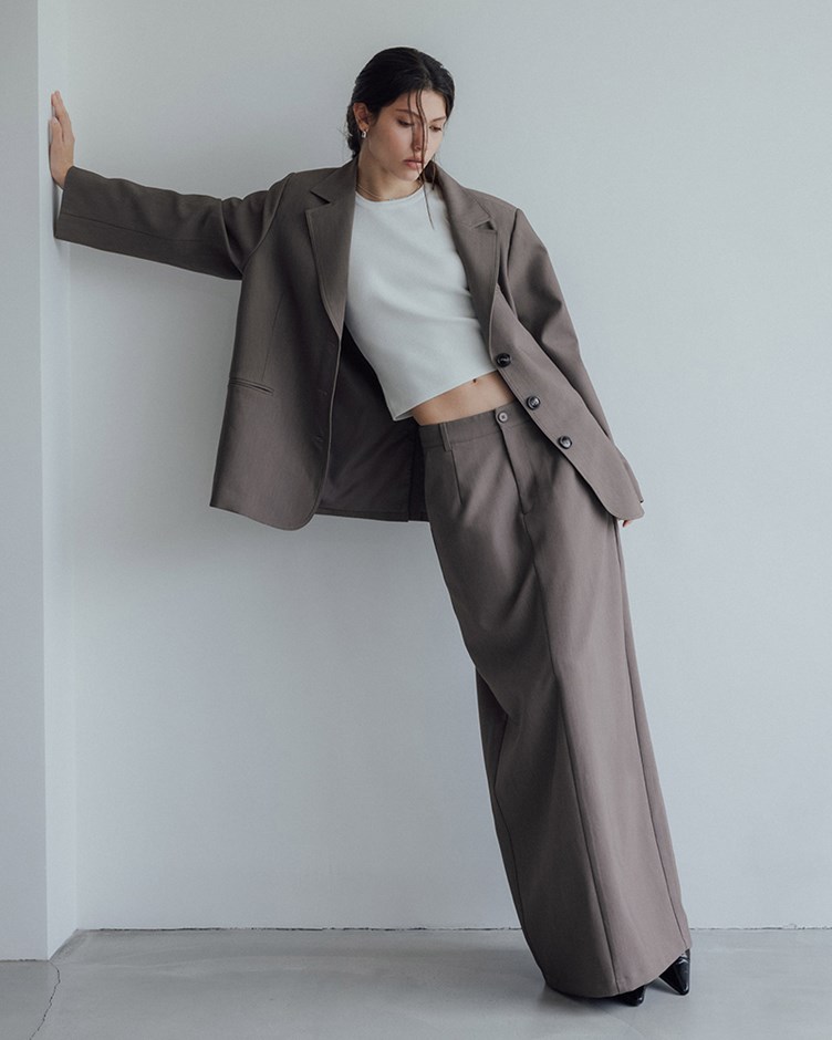 抗皺直筒開岔西裝長裙