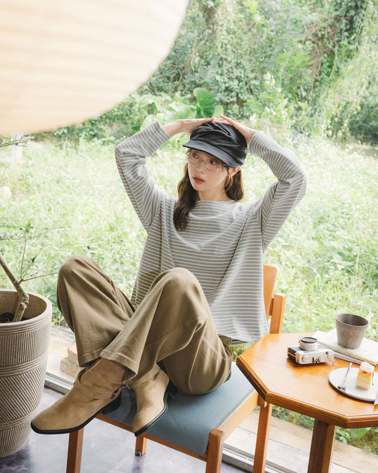 慵懶簡約條紋長袖上衣