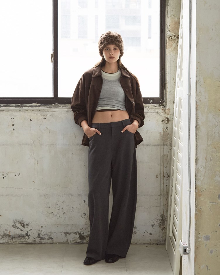 顯瘦繭型抗皺休閒長褲