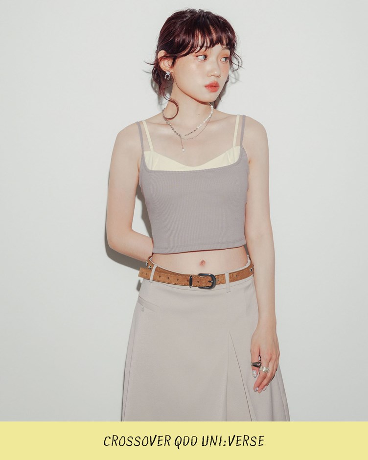 QDD-設計感假兩件細肩BRA TOP