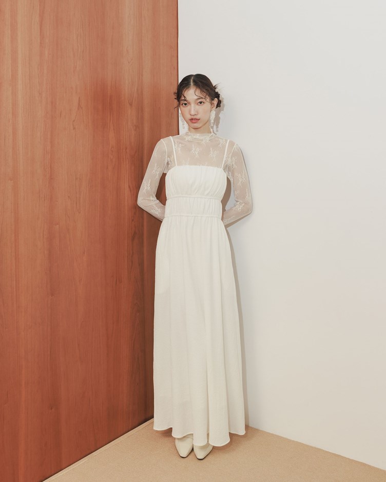 紋理感抽縐平口洋裝