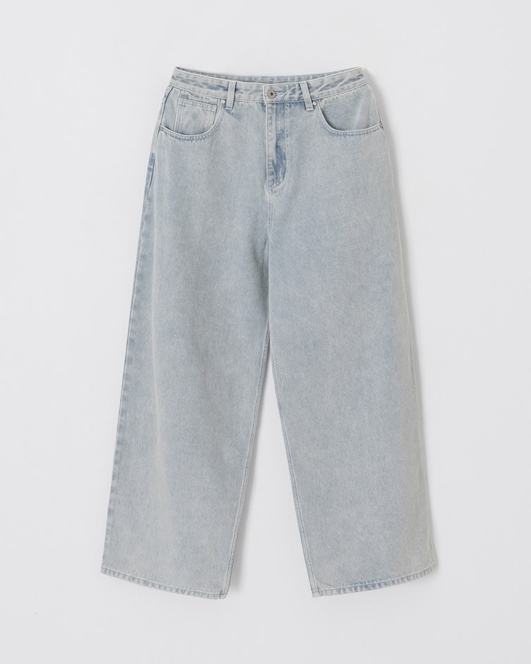 重磅寬管丹寧褲