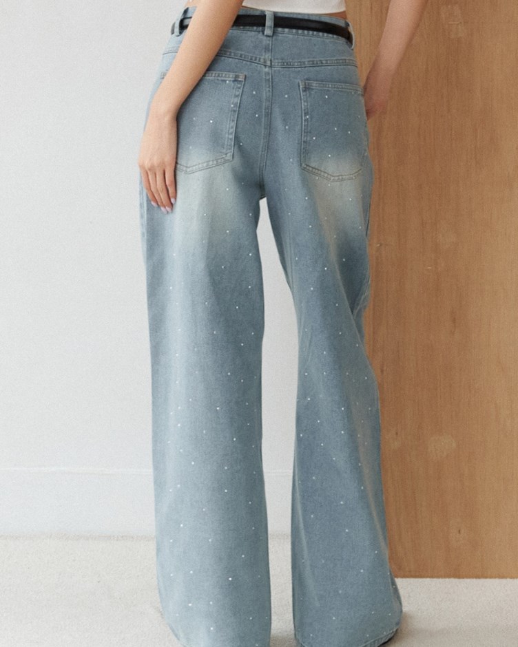 水鑽直筒牛仔長褲(鑽爆褲)