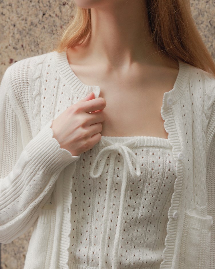 花邊麻花針織外套