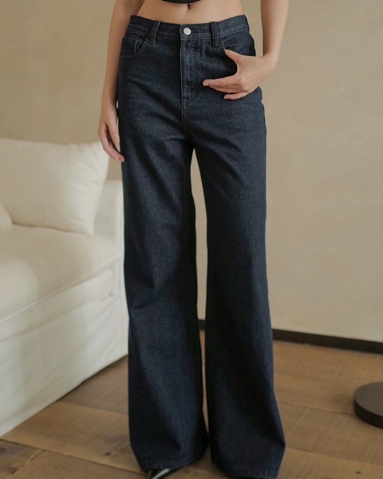挺版高腰牛仔長褲