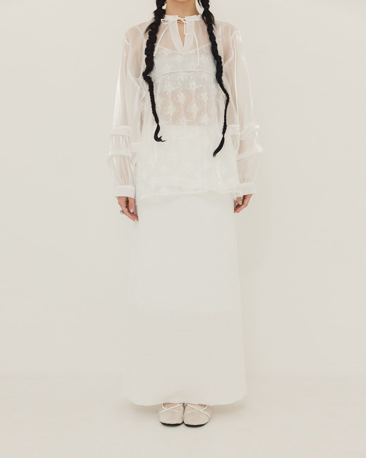 皺皺木耳捲邊長裙