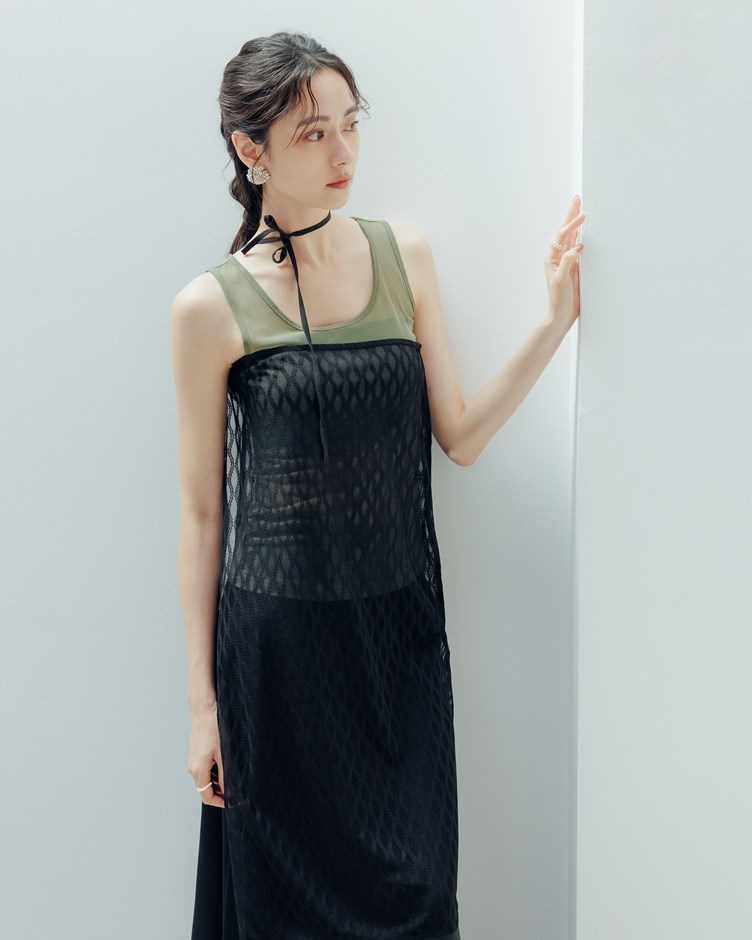 蕾絲波紋外罩裙