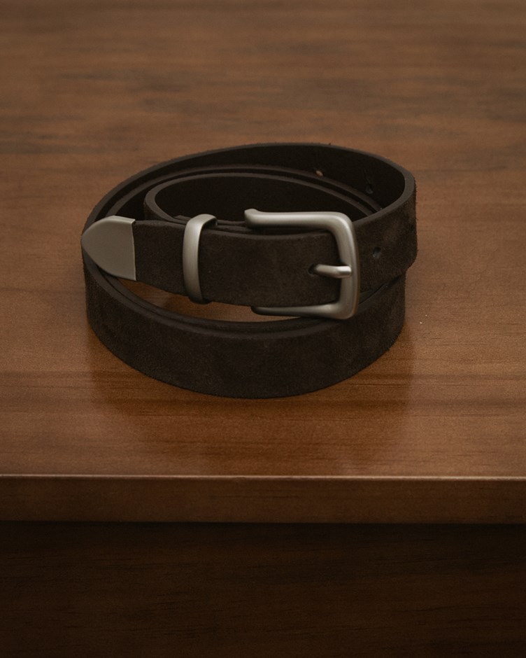 磨砂麂皮休閒方扣皮帶