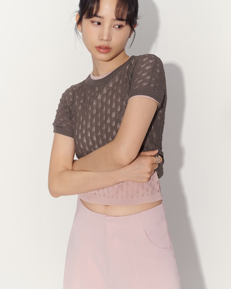 鏤空織紋短袖上衣