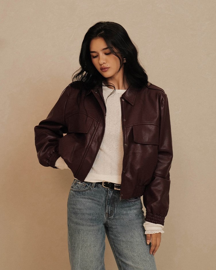 圓弧車線皮革外套(The Elaru label 聯名款-Eleanore)