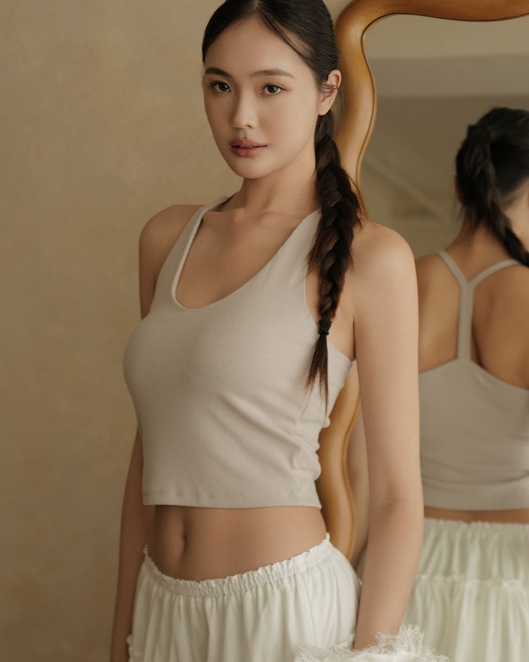 修身掛脖Y字羅紋BRA TOP
