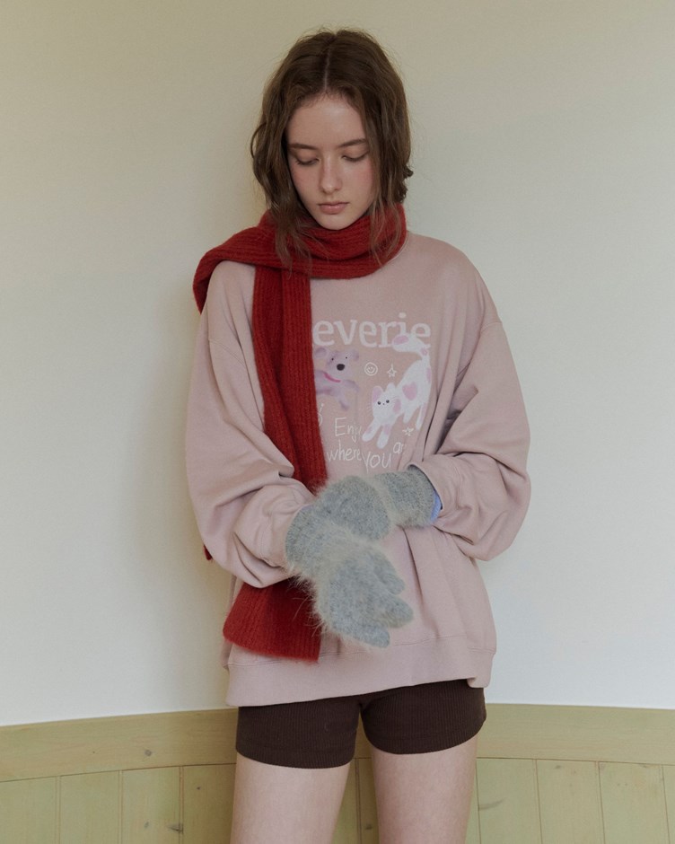 狗狗貓貓標語刷毛大學TEE