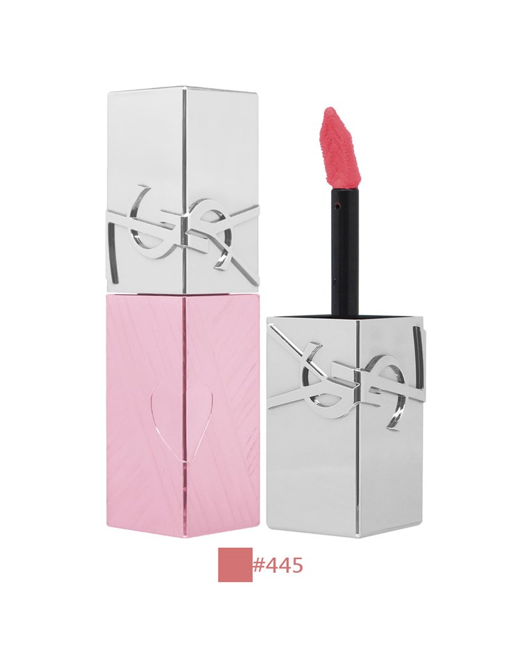 YSL 奢華印記鎖心光唇釉 粉光緞影版(#445)(5.5ml)(專櫃公司貨)